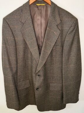 Kuppenheimer Premier Blazer 42R Brown Glen Plaid Vintage Wool USA